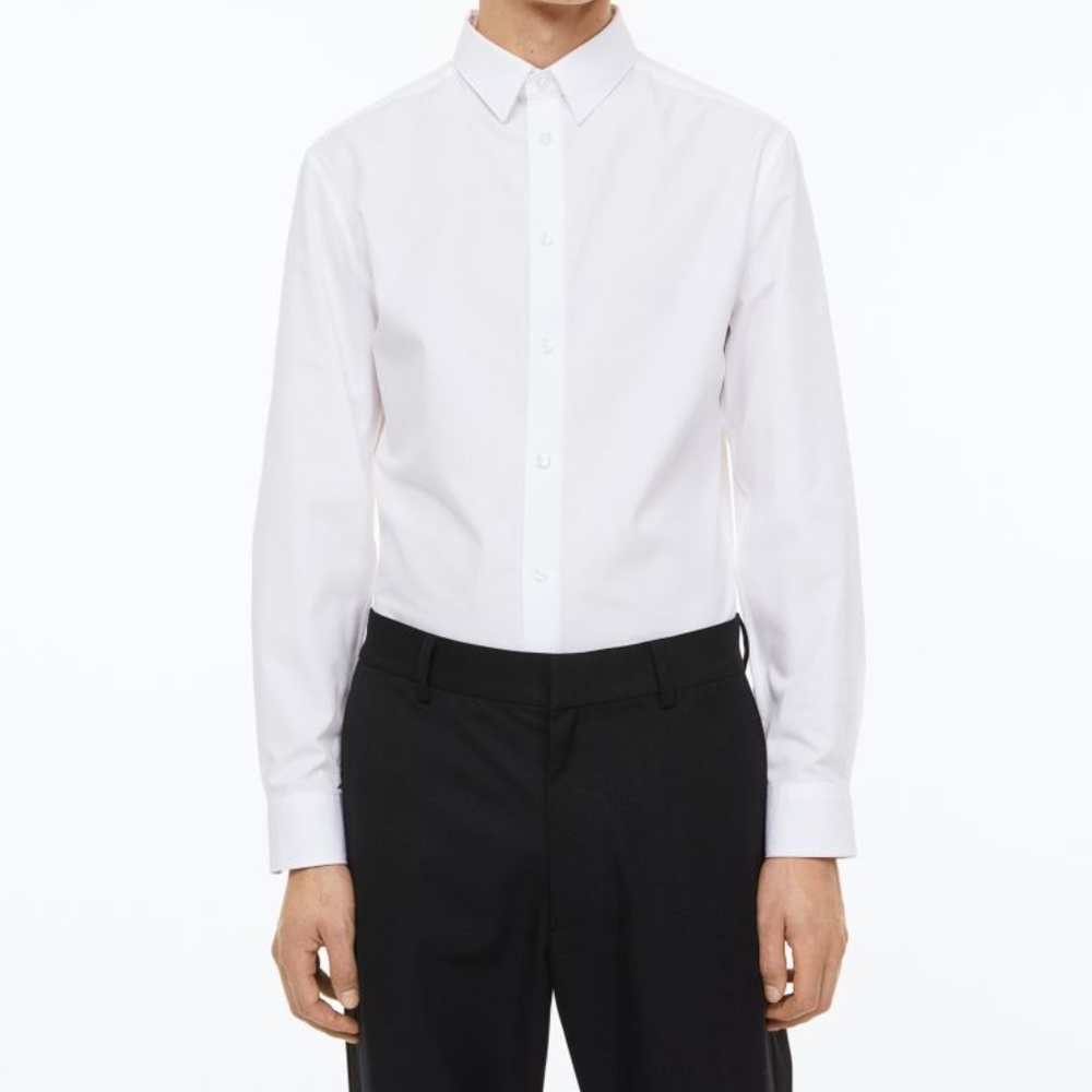 H&M Slim Fit Easy Iron White Button Down Shirt